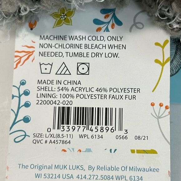 NEW Muk Luks Grey Marled Knit Fuzzy Socks Infused w/Shea Butter size 8.5-11 NWT - Picture 7 of 14